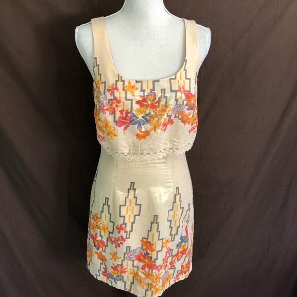 FREE PEOPLE Gold Western Mini Dress Big Bang 4 - Picture 1 of 7